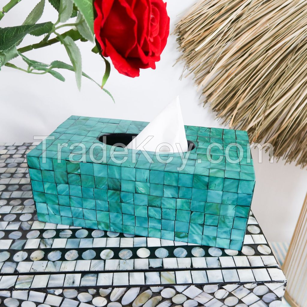 Square Mother of Pearl Inlay Tissue Holder