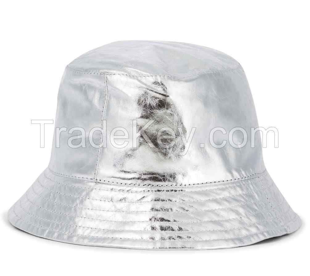 Genuine sheepskin leather bucket hats