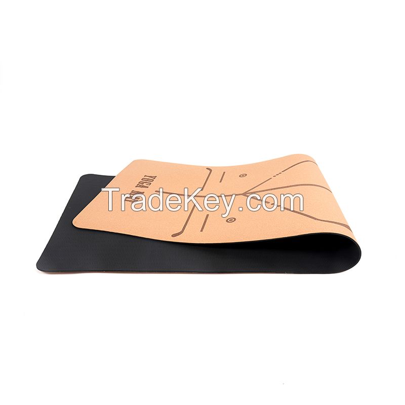 Wholesale manufacturer eco friendly tpe cork rubber natural Cork Yoga Mat