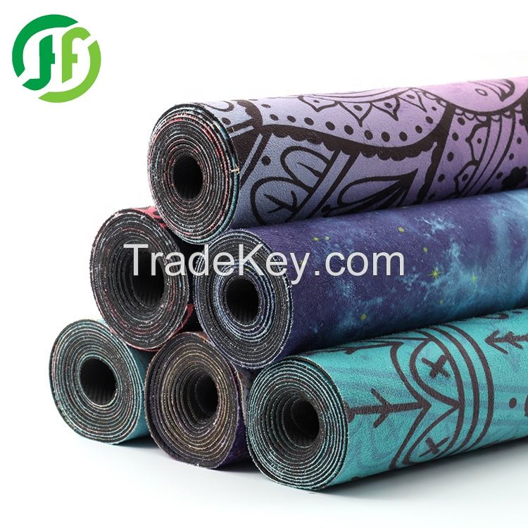 Custom Print Suede Rubber yoga Mat Non Slip Suede Yoga Exercise Mat Custom logo