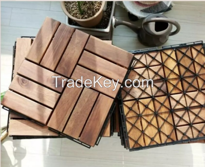 BeNK best price interlocking/Snapping acacia wood floor/deck tile/ DIY Parquet floor