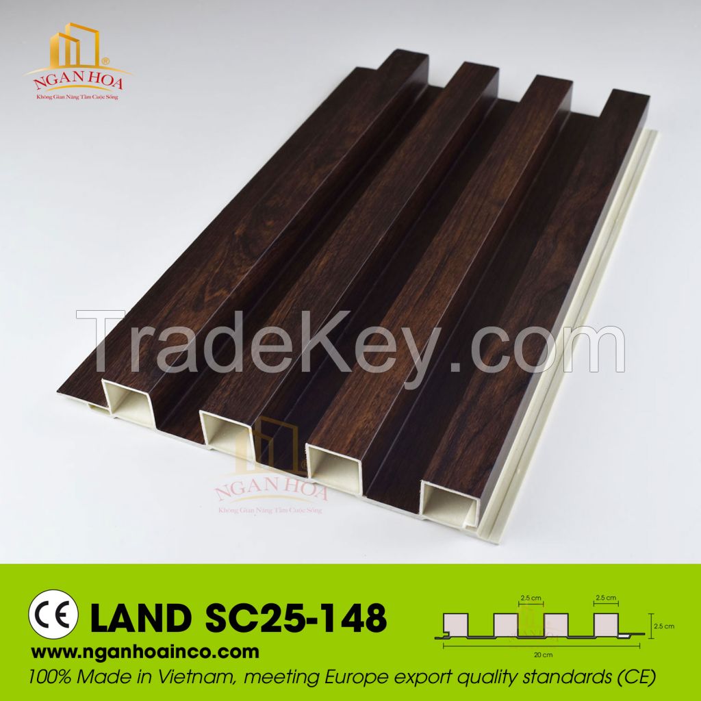 PVC Plastic Wall Land SC25 Corrugated Cladding Panel SPC Wood Grain