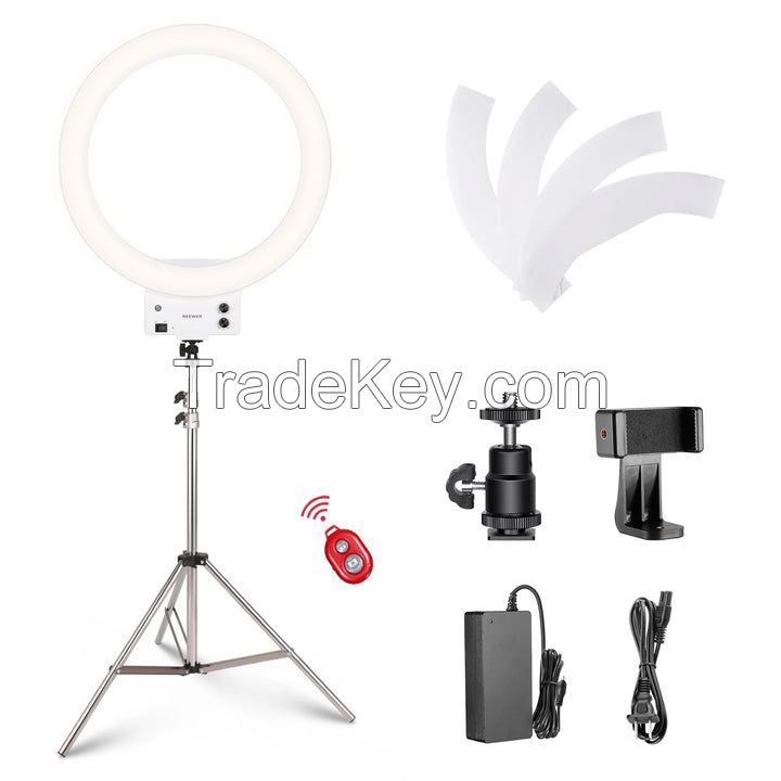 NEEWER SL18 18 Inch Bi-color LED Ring Light With Silver Stand