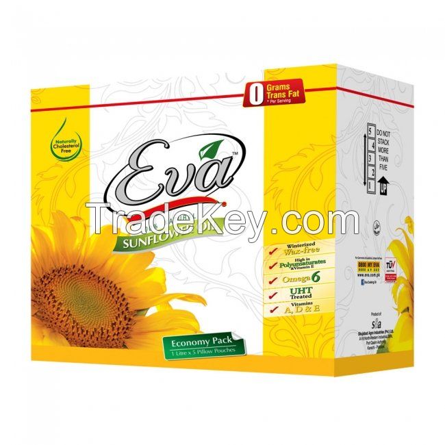 Eva Sunflower Cooking Oil Standup Pouch 1Ltr x 5