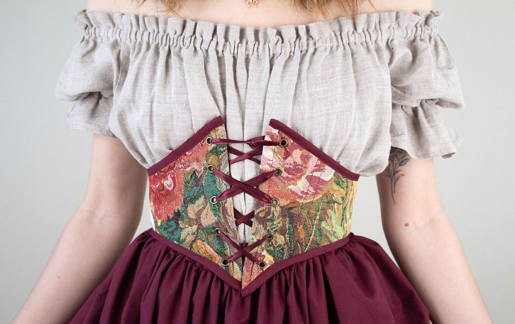 Dark Red Tapestry Corset Belt