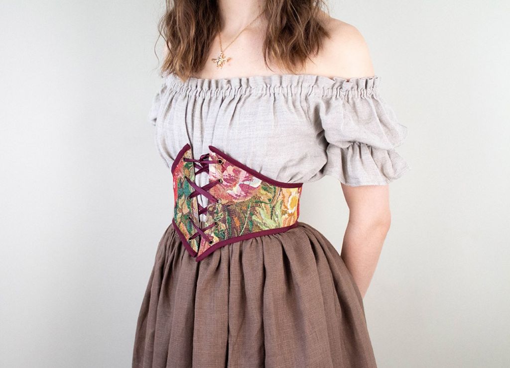 Dark Red Tapestry Corset Belt