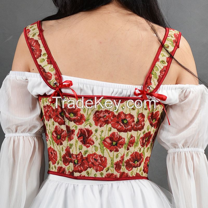 Square Neck Strap Summer Crop Top Floral Embroidery Corset Women Casual Basic Vest Cami Sexy Backless Tank Top