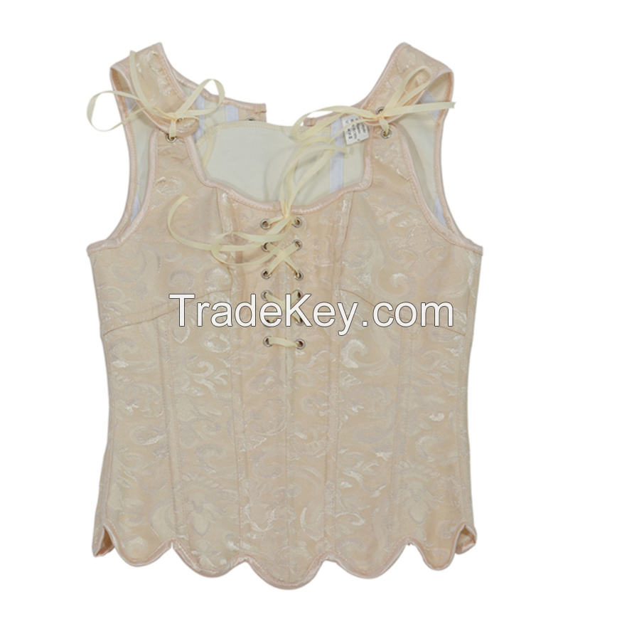 Jacquard Embroidery Floral Lace Ribbons Corset Tops Summer Women Sweetie Sexy Streetwear's