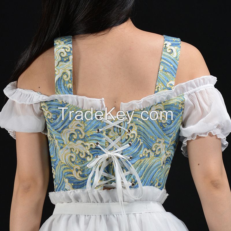 Short Sleeve Overbust Corset Top Crop