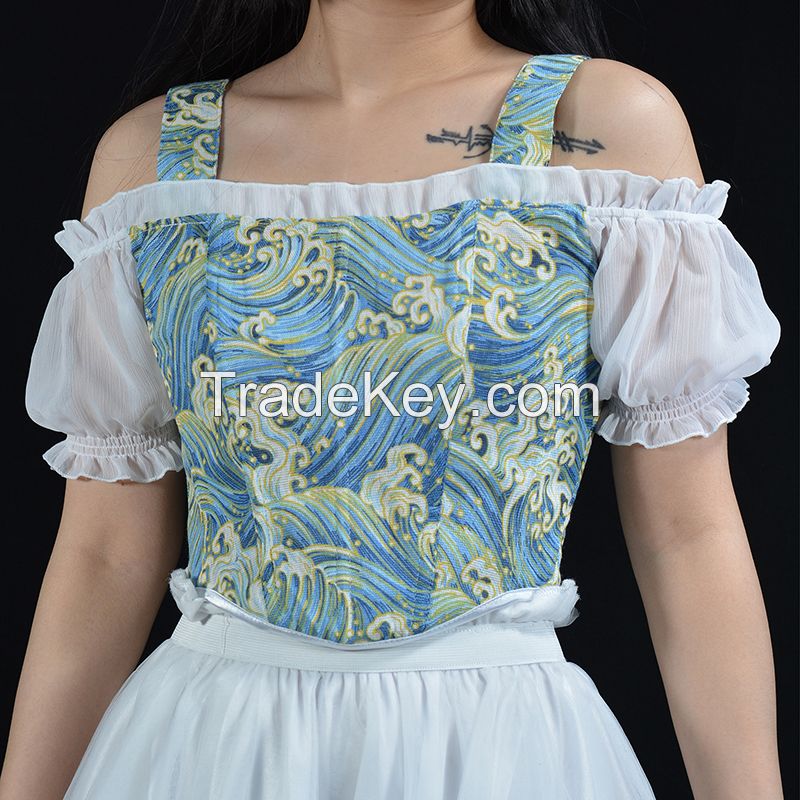 Short Sleeve Overbust Corset Top Crop