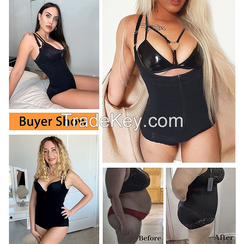 Shapewear for Women Tummy Control Fajas Colombians Body Shaper Zipper Open Bust Bodysuit