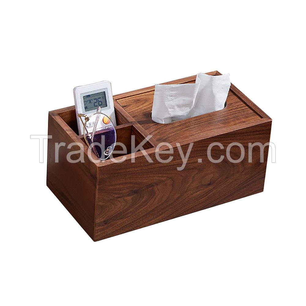 Multi-function Wooden Tissue Box Unfinished Walnut Creative Wood Tissue Box