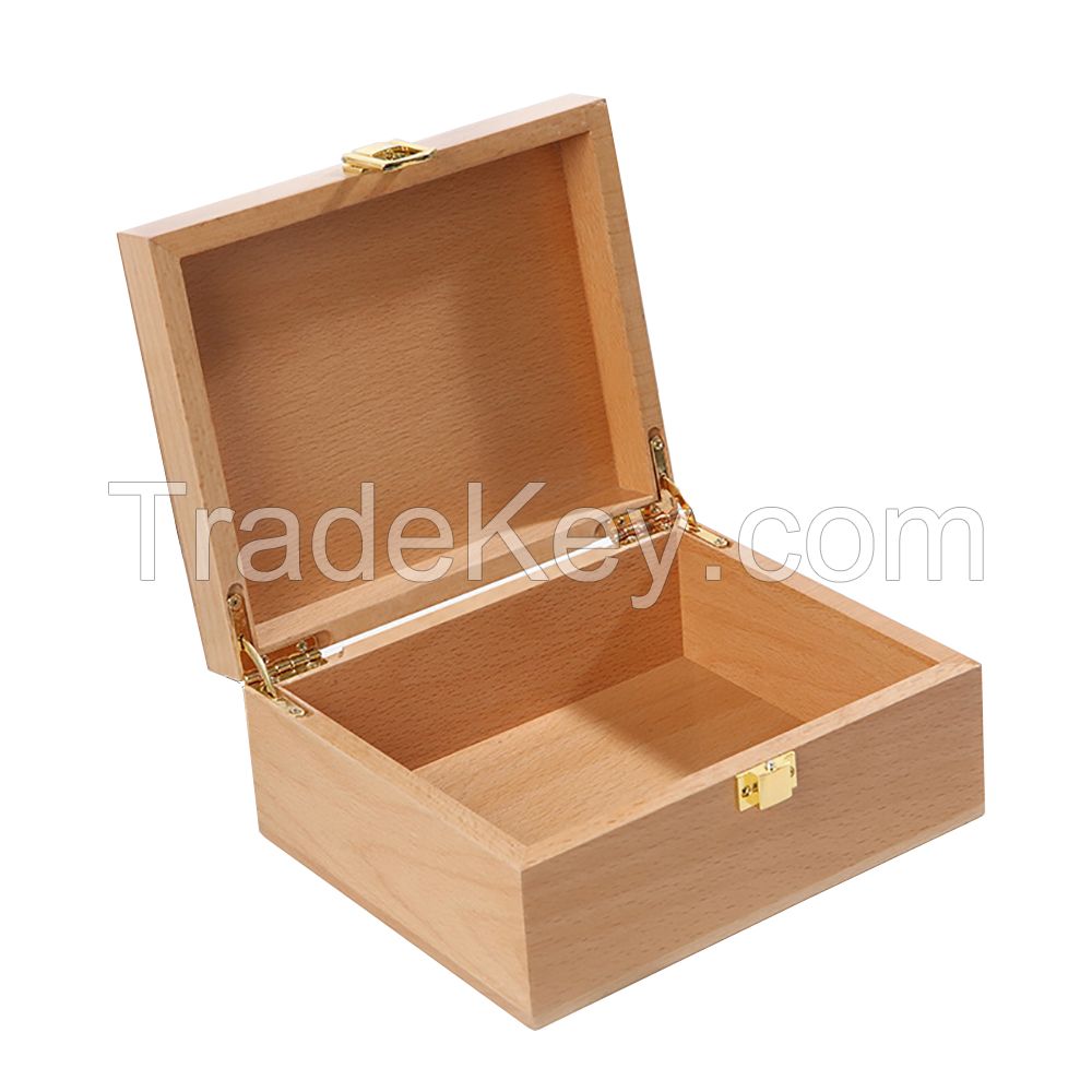 High Quality Wooden Gift Box Unfinished Beech Wood Gift Box With Flip Lid