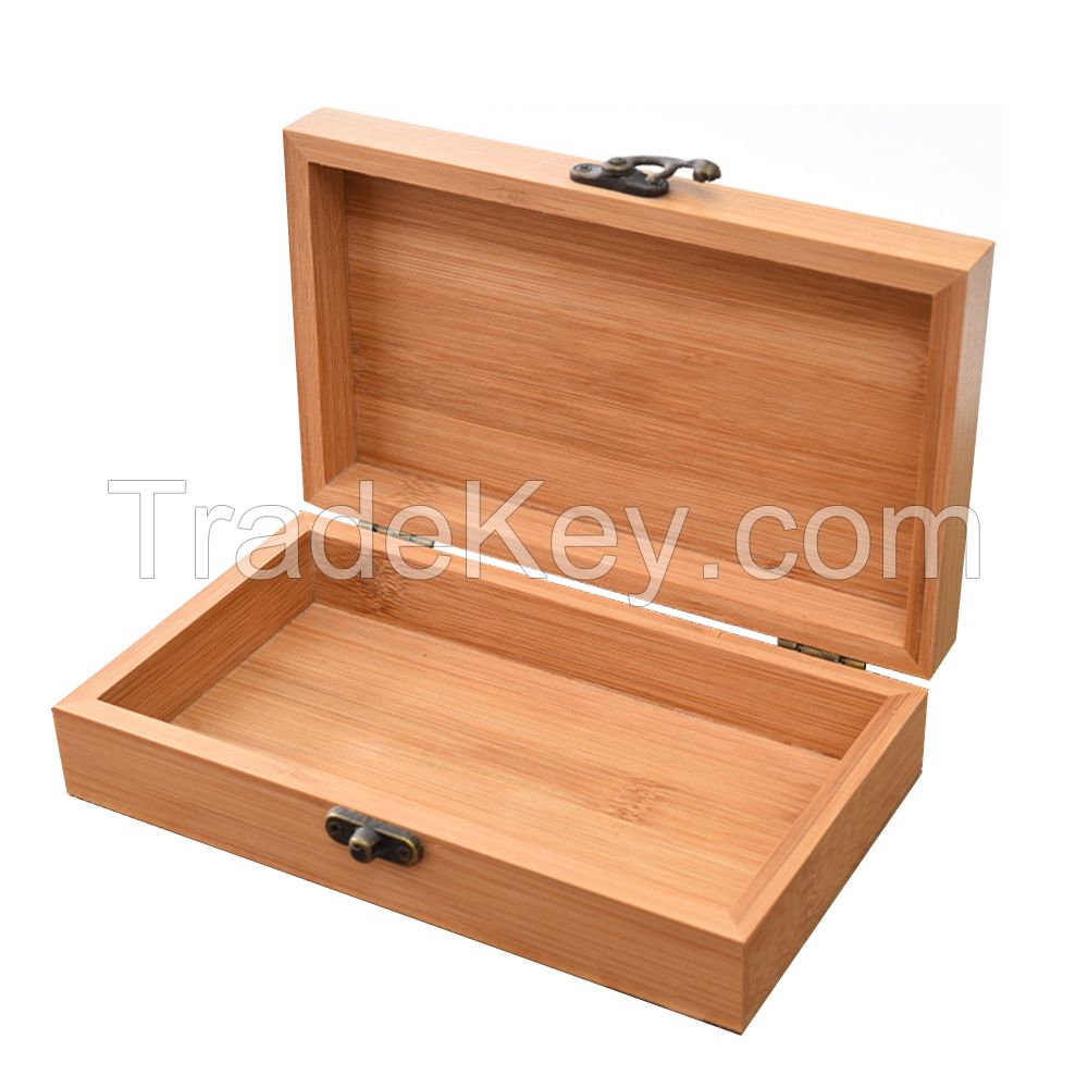 High Quality Wooden Gift Packaging Box Varnishing Bamboo Wood Gift Storage Box With Flip Lid