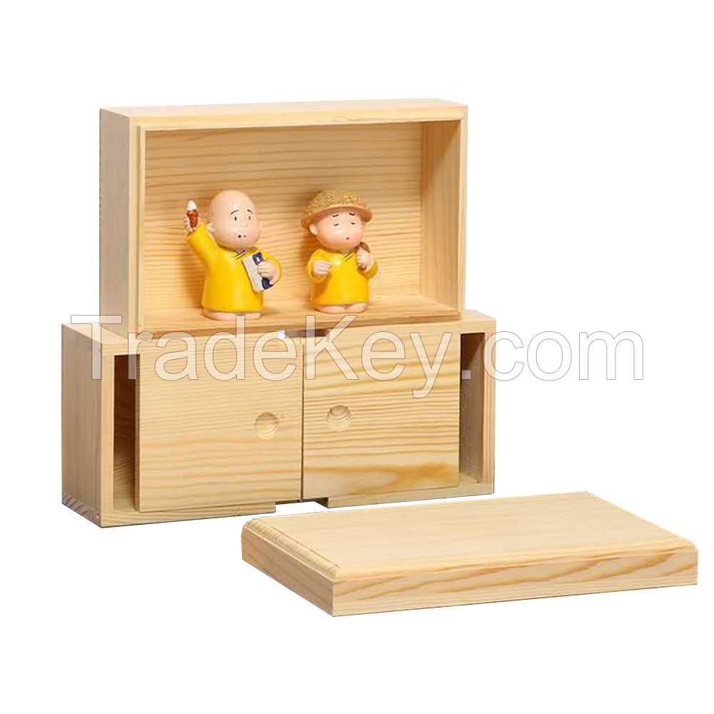 High Quality Small Wooden Gift Packaging Box Unfinished Pine Wood Gift Storage Box With Slide Lid