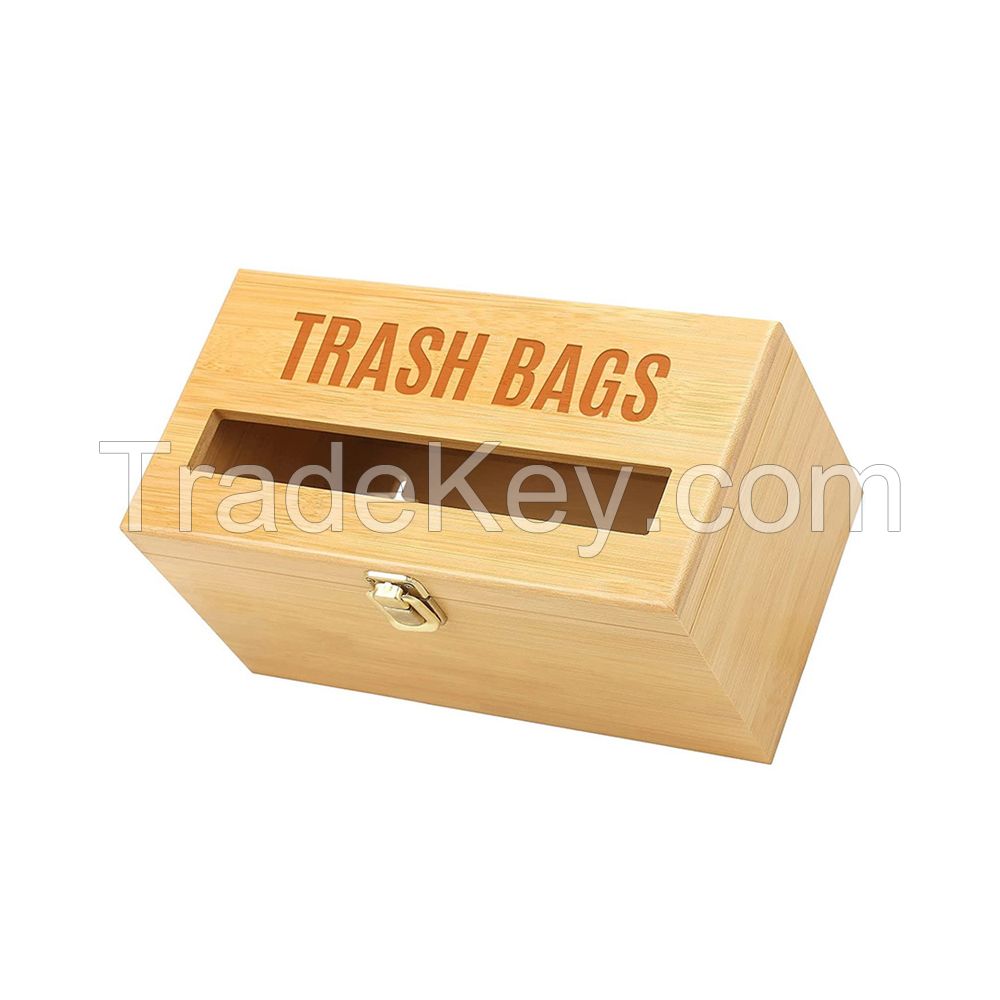 Wholesale Wooden Trash Bags Storage Box Unfinished Bamboo Wood Rubbish Bags Storage Box