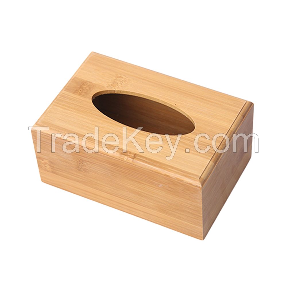 Factory Wholesale Wooden Paper Box Napkin Box Dryer Sheet Box Unifinished Bamboo Wood Tissue Box