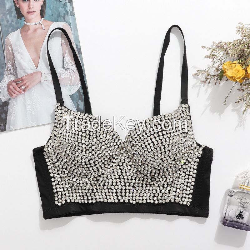 Custom Design Plus Size Shiny Beading women Jewelry Crop Top