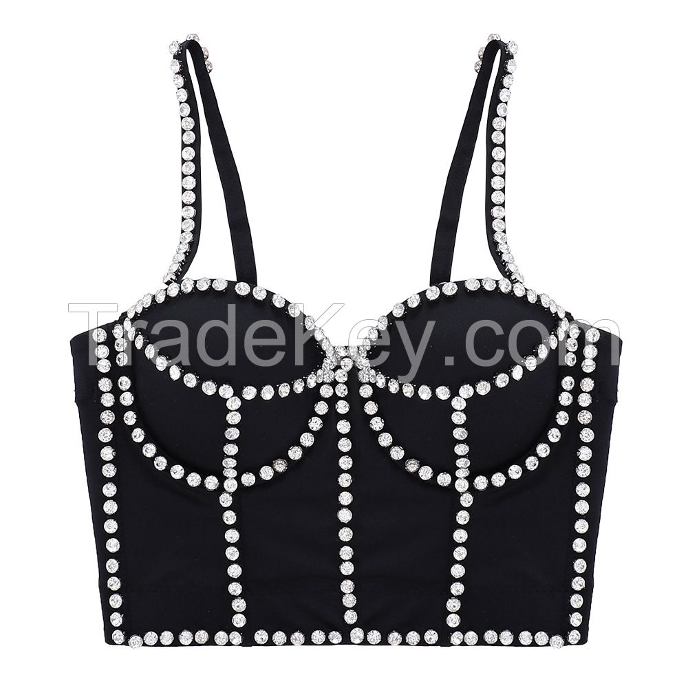 Custom Design Plus Size Shiny Beading women Jewelry Crop Top