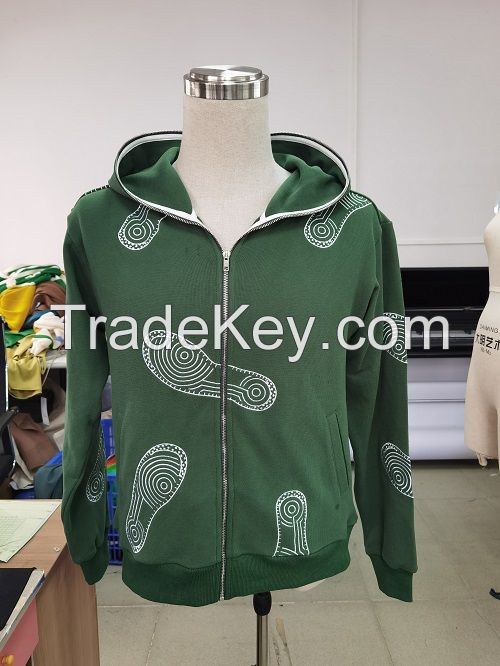 custom overall embroidery design zip up hoodie