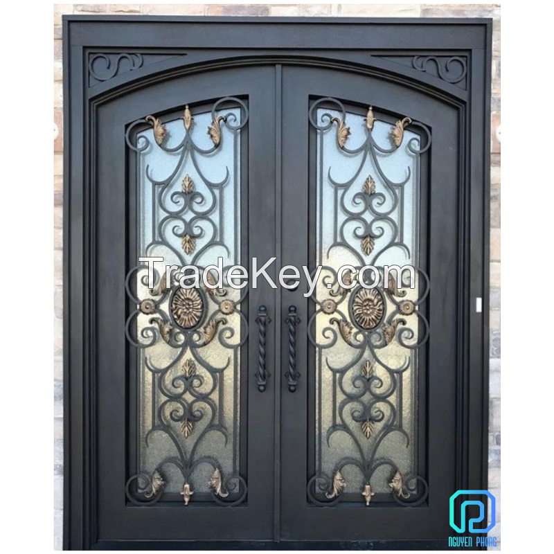 Wrought iron entry doors