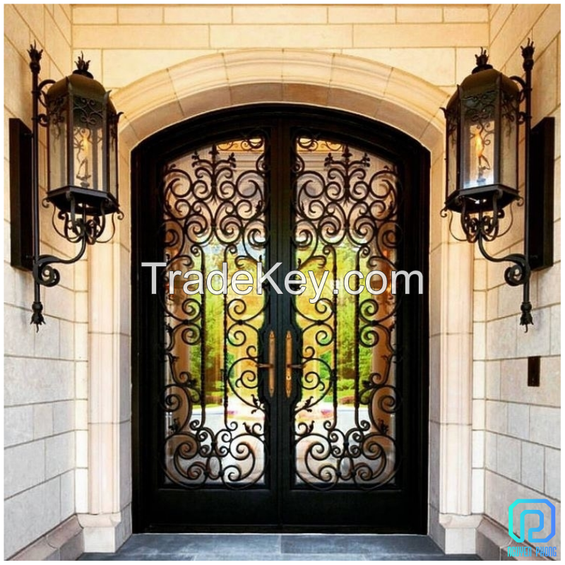 Wrought iron entry doors