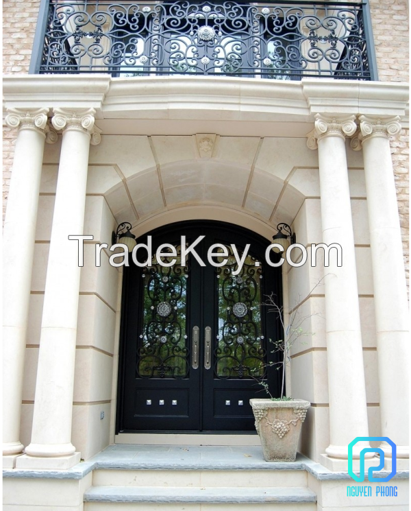 Custom wrought iron entry doors, double doors