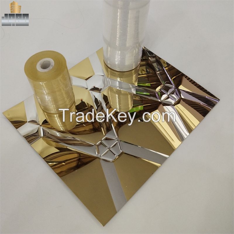 Roofing Sheets Clading Panels 0.8mm Double Color PVD Plating 3D Embossing Stainless Steel Sheets 