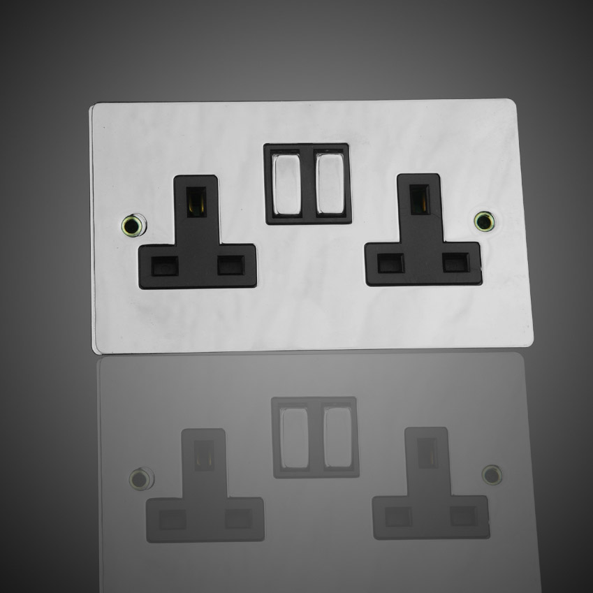 2 Gang Flat Plate 13A Switched Socket