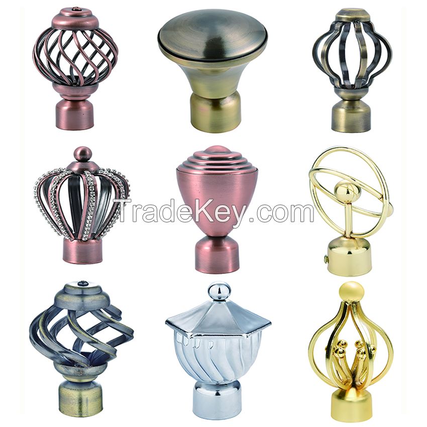 Home decoration accessory iron curtain rod New design classical Kenya gold curtain rod set,curtain rod finials