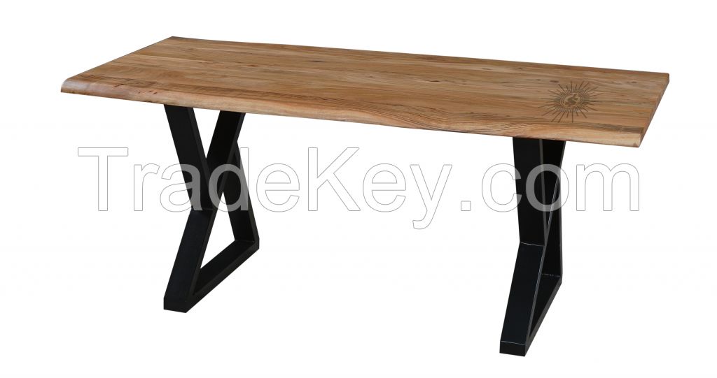 Live Edge Iron &amp; Wooden Table 