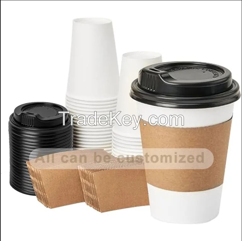 Wholesale 8oz Disposable Hot Coffee Paper Cups Disposable Cups for Coffee paper coffee cups with lids