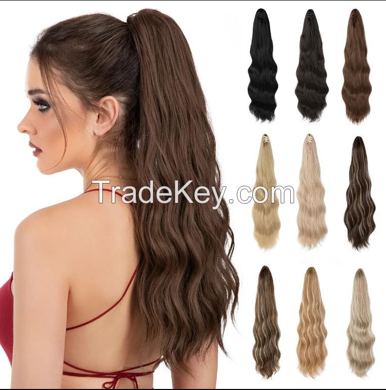 Wholesale High Quality Long Curly Wavy SyntheticWave Curly Claw In Hair Ponytails Extensions Natural Wavy For Women