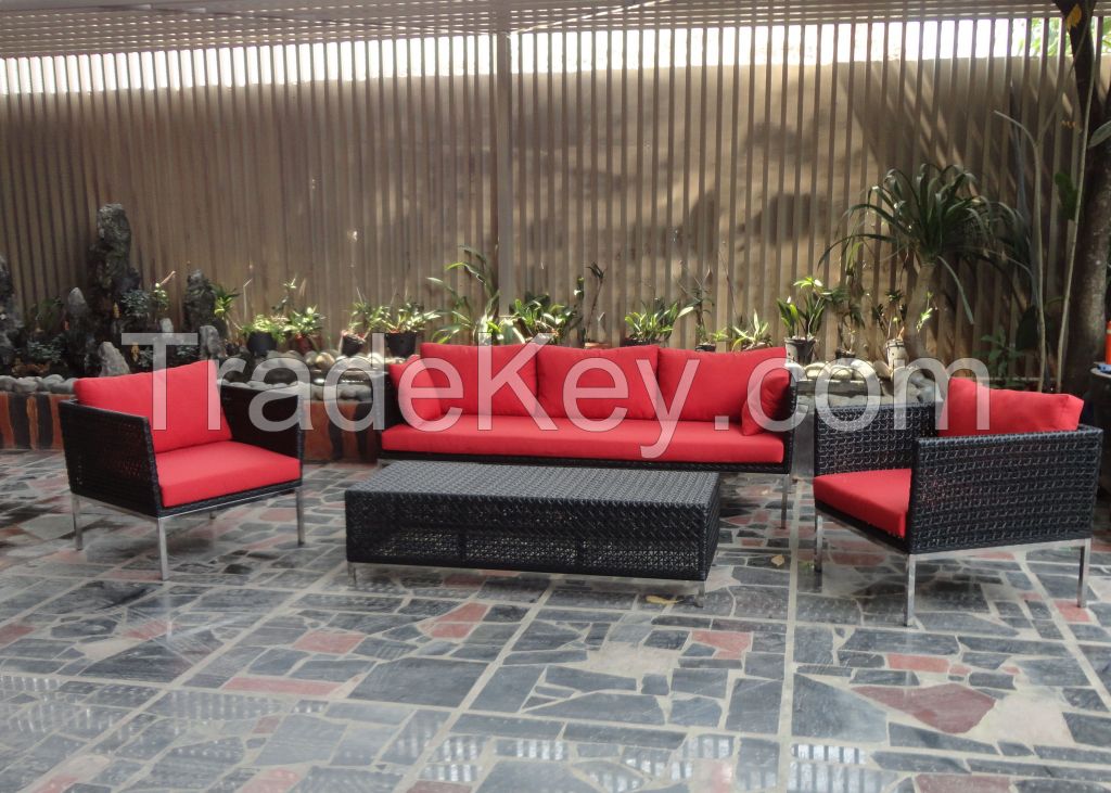 Sofa set outdoor furniture with red cushion outdoor