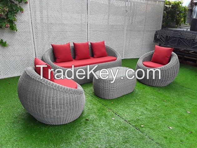 Set sofa garden includes 3 seats 1 chair and 1 table with modern design