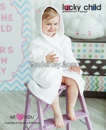 Bath Robe Happy Bathtime Little Rabbit White