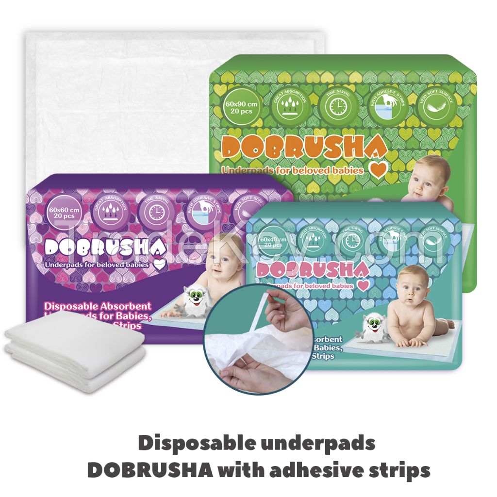 Disposable Absorbent Underpads Dobrusha With Adhesive Strips