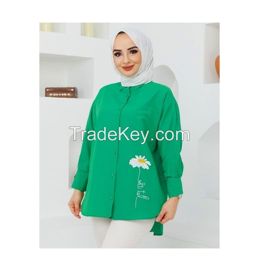Hijab Women's Shirt Daisy Patterned Colorful Stylish For Those Who Love To Be Comfortable 2022 Summer Season