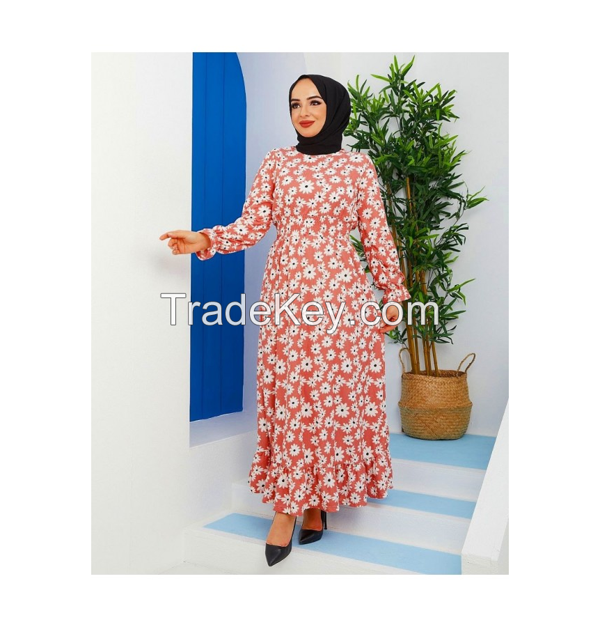 Wholesale Hijab Dress Quality Fabric Vivid Color Fabric Floral Pattern 2022 Summer Season Hijab Clothing