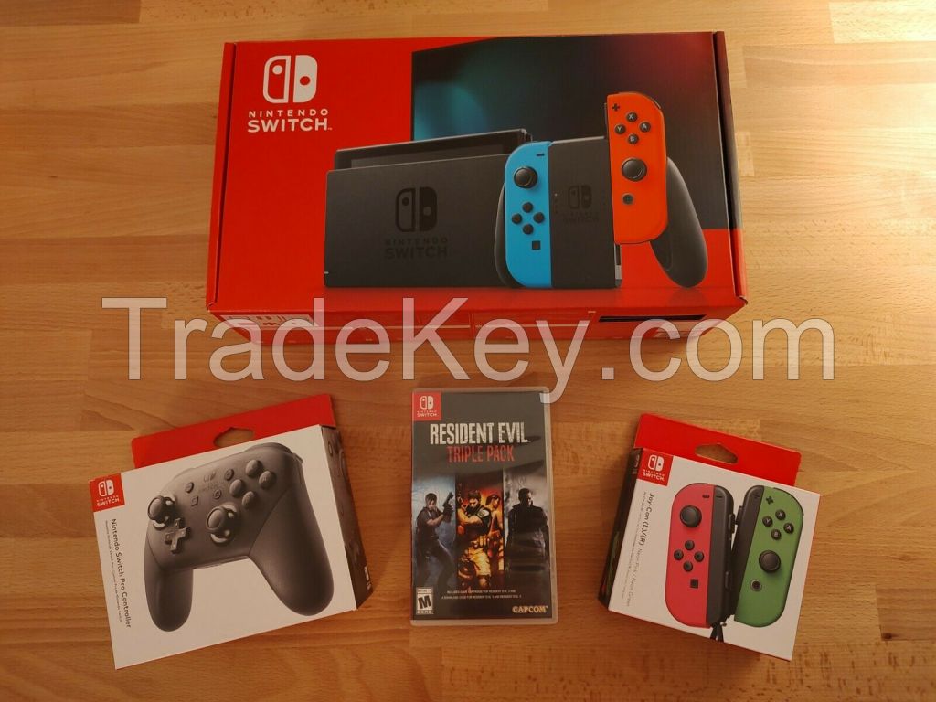 Nintendo Switch Bundle-Console, Extra Controllers, MicroSD Card, Resident Evi