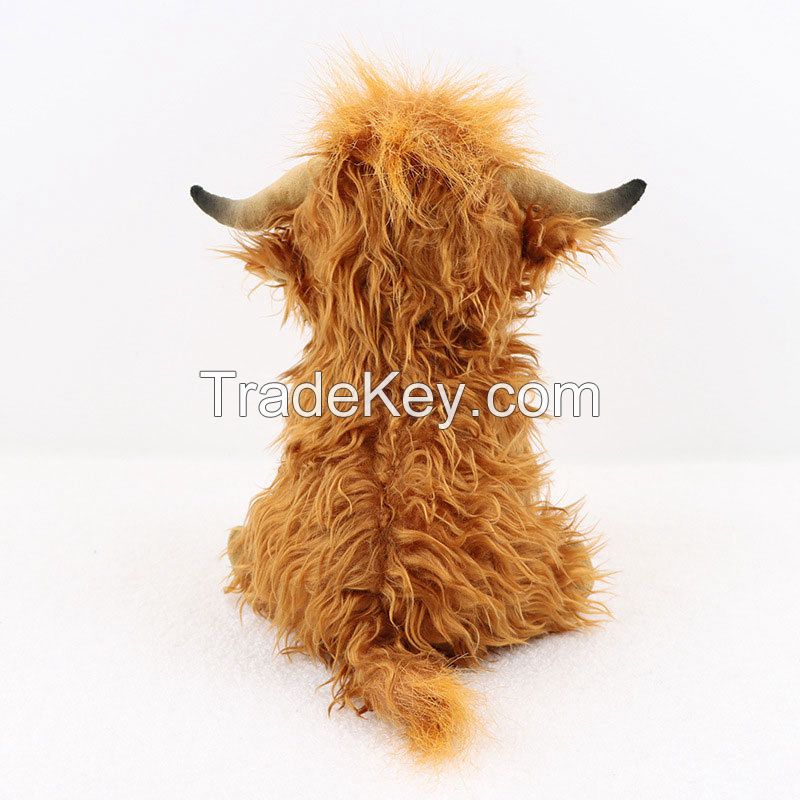 Highland Cow Stuffed Animal Realistic Cow Plush Toys 9.8&quot;