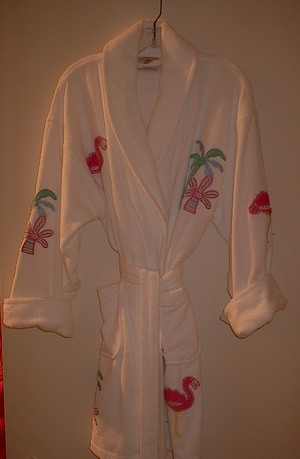 All Over Flamingo Applique Bathrobe