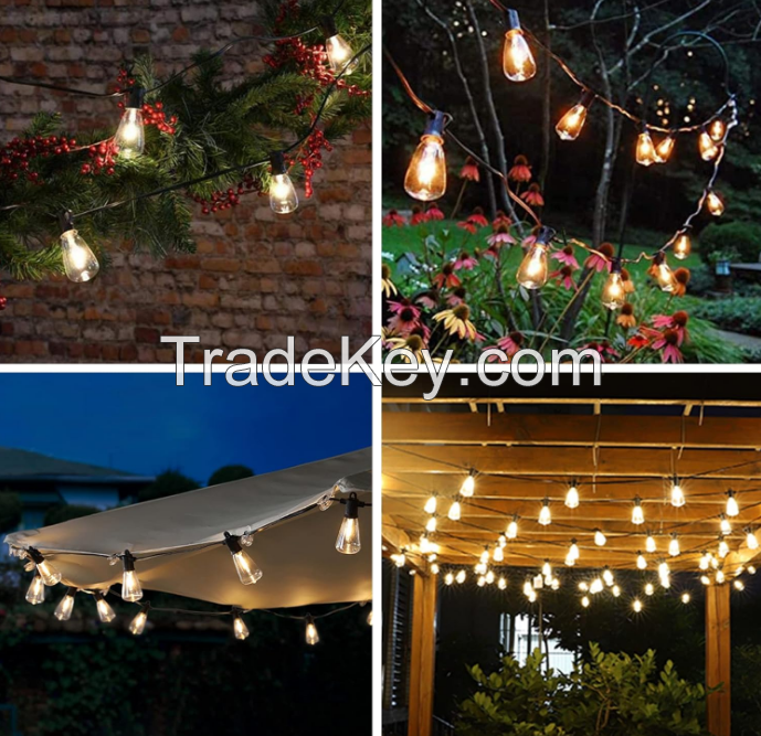 PSST64-4S. 4W, 15m, 15 pc, outdoor high pressure lamp, ST38 old Edison bulb, waterproof connected to dimming outdoor chandelier for backyard bistro porch garden.