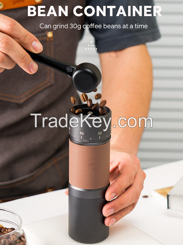 PSGM2214. Hand-held coffee bean grinder. (30g, classic European / multi-gear grinding control / anti-slip silicone ring)