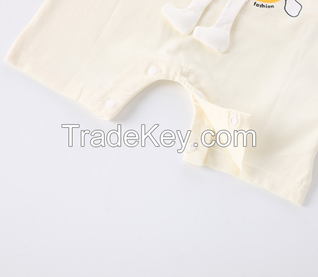 PS5353-66 baby short sleeve onesie.  Newborn, cotton + fiber, stereo cartoon, short sleeve climbing clothes, summer, 66-100cm height, 01-24 months age, class A