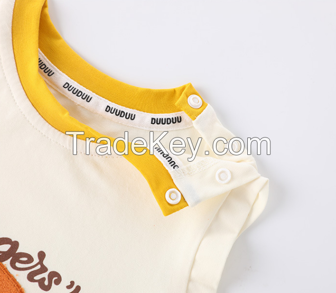 PS5353-66 baby short sleeve onesie.  Newborn, cotton + fiber, stereo cartoon, short sleeve climbing clothes, summer, 66-100cm height, 01-24 months age, class A