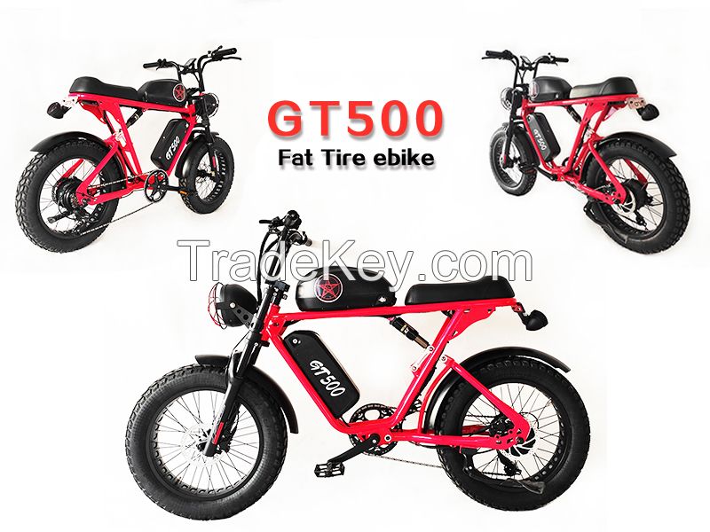 1000w 48v super fat tire 73 retro electric bicycle Ebike bicicleta electrica dual suspension e bike 2 seater