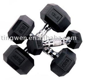 rubber coated hexagonal dumbbell