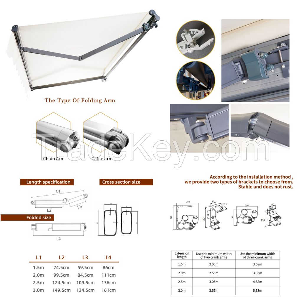 Manual Retractable Awning Waterproof Awning