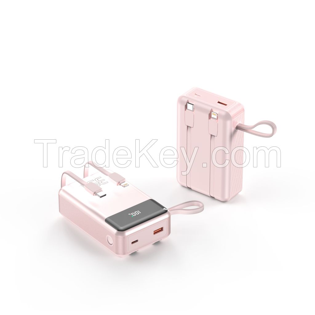 Laptop power bank PD65W 20000mAh small size built in type C lightning cable